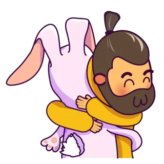 🤗 5701489e กระต่าย, กอด, ผู้ชาย, มิตรภาพ, การ์ตูน, น่ารัก telegram sticker