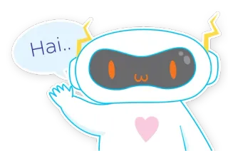 😊 9d8e0e65 Hai.. robot, saluto, cartone animato, carino, adesivo, onda, intelligenza artificiale telegram sticker