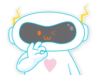 👌 e76111d5 robot, carino, kawaii, occhiolino, ok, cuore, amichevole, cartone animato telegram sticker
