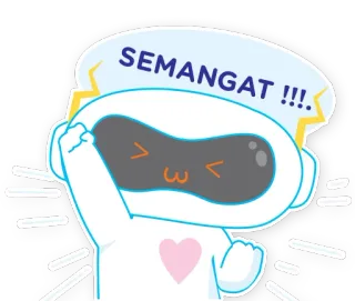 ☺️ f987b174 SEMANGAT !!! robot, entusiasmo, motivazione, incoraggiamento, cartoni animati, positivo telegram sticker