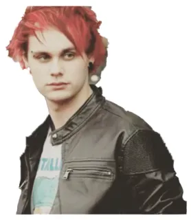 😒 20d87a75 ผู้ชาย, คน, ผมแดง, เสื้อหนัง, เจาะคิ้ว, ต่างหู whatsapp sticker