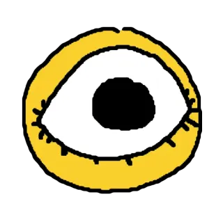 👁 ab107bd8 occhio, giallo, bulbo oculare, cartone animato, disegno telegram sticker