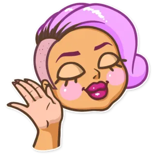 😌 09f5cab7 sticker, femme, cheveux roses, mignon, baiser, dessin animé, art telegram sticker