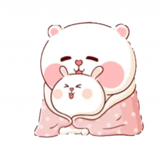 🤗 735785a4 beruang, kelinci, imut, kartun, kasih sayang, selimut, pelukan telegram sticker