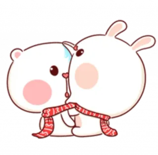 😋 cc83c322 beruang, kelinci, syal, imut, binatang, cinta telegram sticker