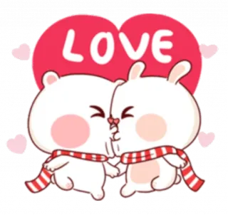 😘 ead00233 LOVE cinta, cium, beruang, kelinci, imut, kartun, binatang, hubungan telegram sticker