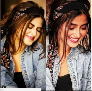 😊 b94c7e2f 女人, 发带, 牛仔外套, 肖像 telegram sticker