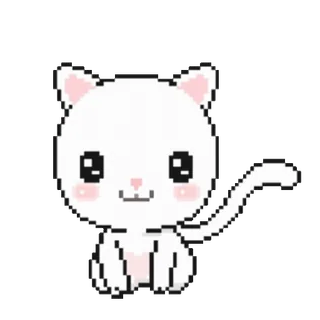🤝 4955083d 고양이, 새끼 고양이, 픽셀 아트, 동물, 귀여운, 흰색, 야옹이 telegram sticker