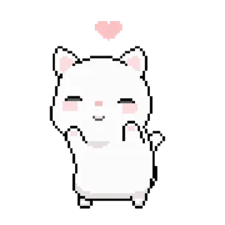 ☺️ d8ff1a27 고양이, 귀여운, 픽셀 아트, 하트, 동물, 스티커 telegram sticker