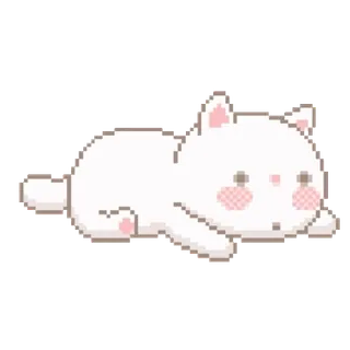🥱 fe2d2e89 픽셀 아트, 고양이, 새끼 고양이, 귀여운, 하얀색, 분홍색 telegram sticker
