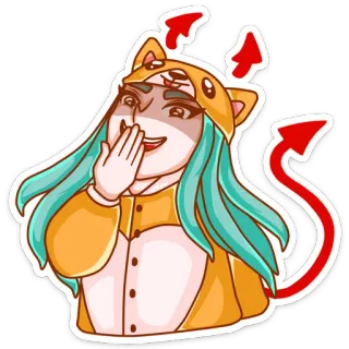 😈 fdd75d33 恶魔, 角, 尾巴, 动漫, 卡通, 可爱, 女孩 telegram sticker