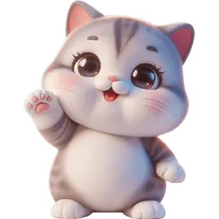 👋 34c5603b cat, kitten, cute, animal, cartoon, pet, waving, adorable telegram sticker