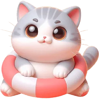 🏊‍♂ 4e6decea cat, kitten, animal, cute, swimming, life preserver telegram sticker