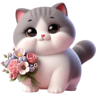 💐 f1a9883e cat, kitten, flowers, cute, animal, pet telegram sticker