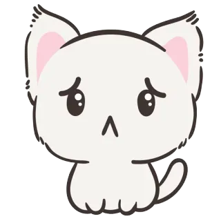 🐱 761f0297 gato, fofo, triste, branco, animal, kawaii, desenho animado, gatinho telegram sticker