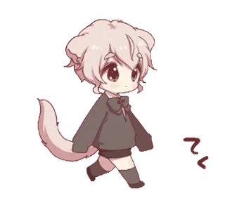 🙂 80defeeb Q版, 动漫, 可爱, 卡通, 走路, 角色, 兽耳 telegram sticker