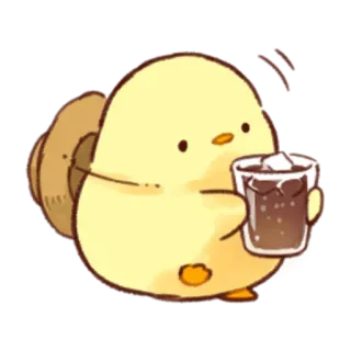 👒 9c481b22 cute, chick, drink, iced coffee, animal, bird, kawaii telegram sticker