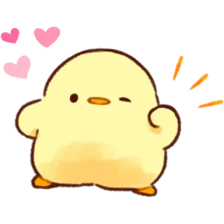 👍 c683761f cute, animal, cartoon, kawaii, yellow, chick, hearts telegram sticker
