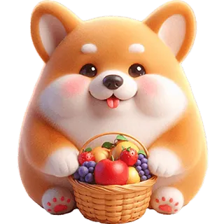 🍇 5532ec32 собака, корги, фрукты, корзина, милый, мультфильм, животное, питомец telegram sticker