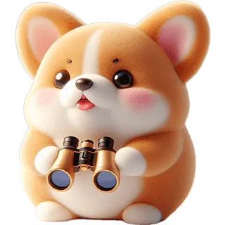 🧐 f43ed636 корги, собака, бинокль, милый, животное, щенок, мультфильм telegram sticker