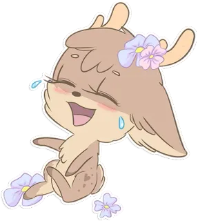 😂 4d1a0426 Hirsch, süß, Tier, Blume, Cartoon telegram sticker