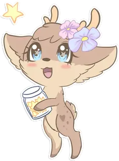 🌟 f3a3acc9 Hirsch, Sterne, süß, Cartoon, Tier, magisch telegram sticker