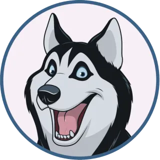 😄 940def13 anjing, husky, hewan, peliharaan, kartun telegram sticker