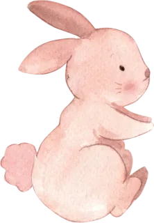 🐰 0eb065e3 Hase, Kaninchen, Tier, süß, Aquarell, rosa, Illustration telegram sticker