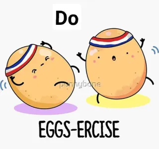 🏋 4b5d6660 Do EGGS-ERCIZE telur, olahraga, makanan, lucu, kartun, imut, kesehatan, olahraga telegram sticker