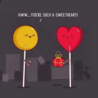 ❤️ 5923fa4f AWW...YOU'RE SUCH A SWEETHEART! permen lolipop, hati, hadiah, sayang, imut, kartun, cinta, permen telegram sticker