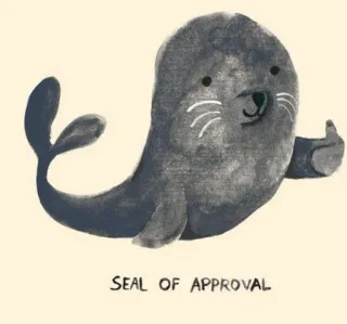 👍 e7c1e589 SEAL OF APPROVAL segel, persetujuan, hewan, imut, humor, positif telegram sticker