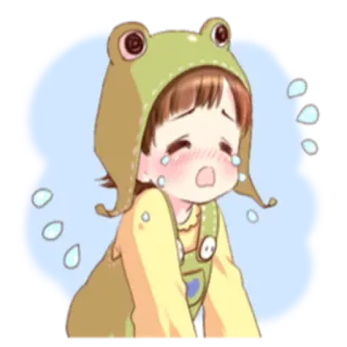 😭 423a8607 ร้องไห้, เศร้า, เด็ก, กบ, น้ำตา, การ์ตูน, น่ารัก telegram sticker