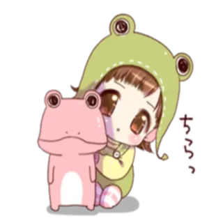 👀 464fc56e ちらっ อนิเมะ, กบ, น่ารัก, ผู้หญิง, คาวาอิ, จิบิ telegram sticker