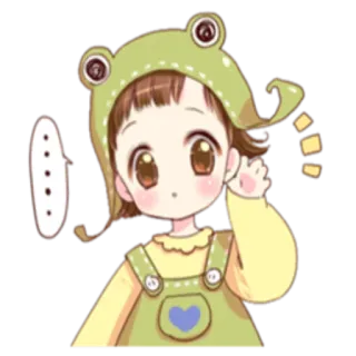 😯 b1f7c9b7 การ์ตูน, เด็กผู้หญิง, กบ, น่ารัก, สติกเกอร์, เด็ก, แอนิเมชั่น telegram sticker