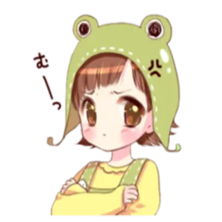 😏 ce53b15b むっ โกรธ, อนิเมะ, น่ารัก, กบ, ผู้หญิง, มังงะ, สติกเกอร์ telegram sticker