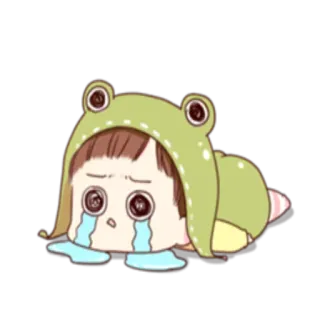 😭 f513ab14 ร้องไห้, เศร้า, กบ, ทารก, การ์ตูน telegram sticker