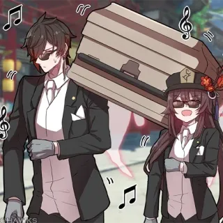 💠 52d27a73 Zhongli, Hu Tao Genshin Impact genshin impact, zhongli, hutao, coffin dance, meme whatsapp sticker