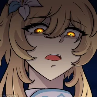 💠 d8d5d8ab Lumine Genshin Impact Anime, chica, rubia, enojada, videojuego whatsapp sticker