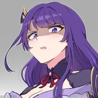 💠 dda6871b Raiden Shogun Genshin Impact anime, juego, pelo morado, electro, seria, mujer whatsapp sticker