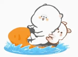 🛥️ 3540f357 熊, 可爱, 骑, 有趣, 水, 卡通 telegram sticker