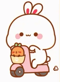 🛵 37fc5148 兔子, 兔子, 卡哇伊, 可爱, 滑板车, 动物, 胡萝卜 telegram sticker