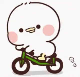 ⭐ fd9660f4 鸭子, 自行车, 可爱, 卡通, 动物, 卡哇伊 telegram sticker