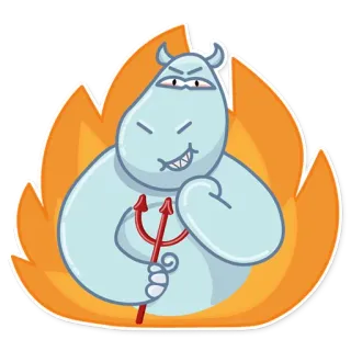 😈 3dea6ca8 diabeł, kreskówka, ogień, potwór, rogi telegram sticker