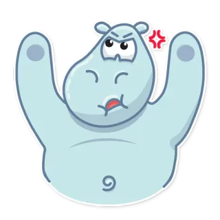 😠 4155c3f0 hipopotam, kreskówka, zły, zwierzę telegram sticker