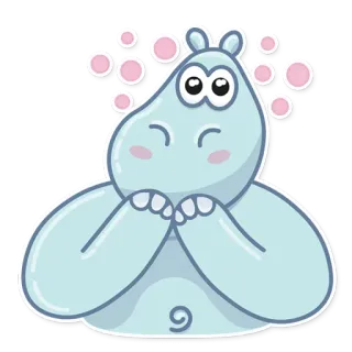 ☺️ 415b58cf kreskówka, hipopotam, słodki, zwierzę telegram sticker