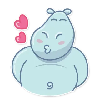 😘 bc10a301 hipopotam, zwierzę, słodki, kreskówka, serca telegram sticker