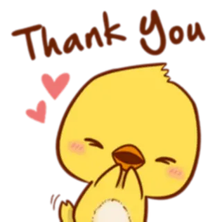 🙏 76274ba7 Thank You ขอบคุณ, นก, ลูกเจี๊ยบ, หัวใจ, น่ารัก, สีเหลือง telegram sticker