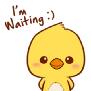 🤗 8e3e2531 I'm Waiting :) ลูกเจี๊ยบ, นก, รอ, น่ารัก, สัตว์ telegram sticker