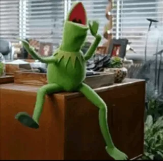 😭 1acacdf1 Kermit 科米蛙, 布偶, 青蛙, 绿色, 坐着, 木偶 telegram sticker