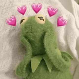 😻 678c125f Kermit 科米蛙, 布偶, 爱, 心, 可爱, 绿色 telegram sticker